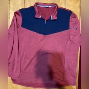 Men’s Size XL Puma Maroon and Navy Quarter-Zip Pullover